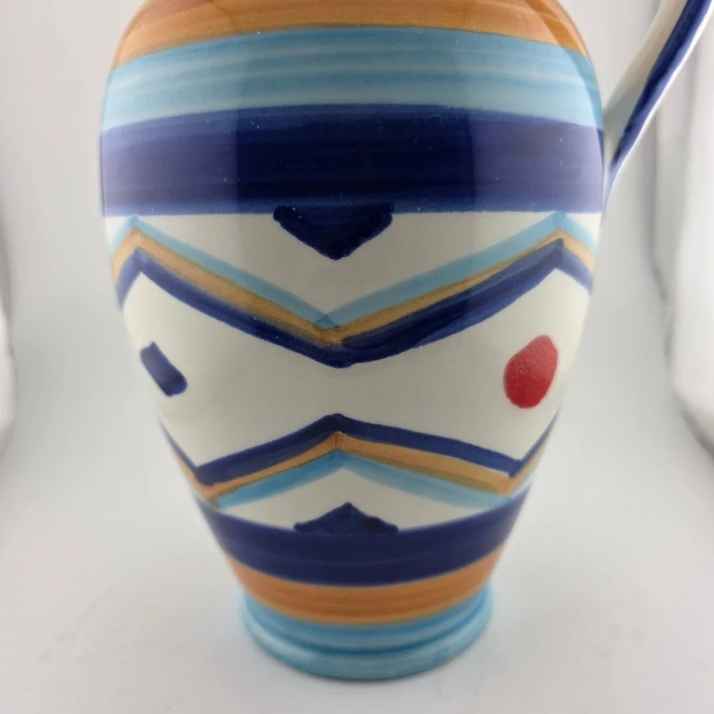 Pier 1 Imports Italian Hand Painted Ceramic Pitcher‎ Vase Made in Italy